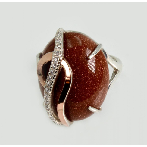 Кольцо из серебра с золотыми вставками