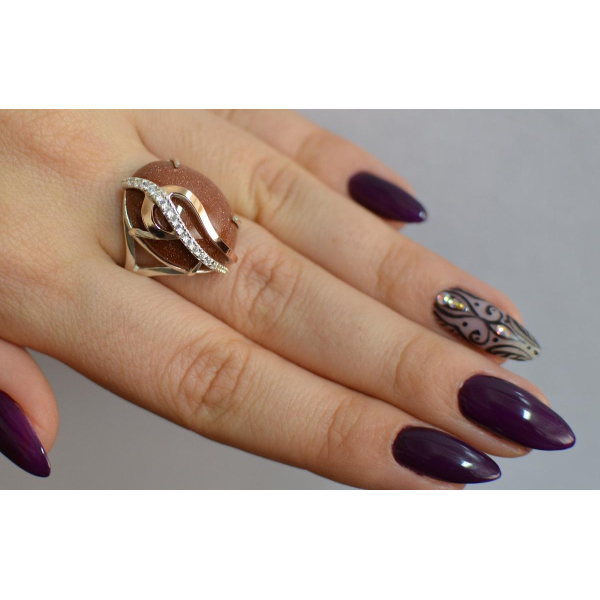 Кольцо из серебра с золотыми вставками (150к)