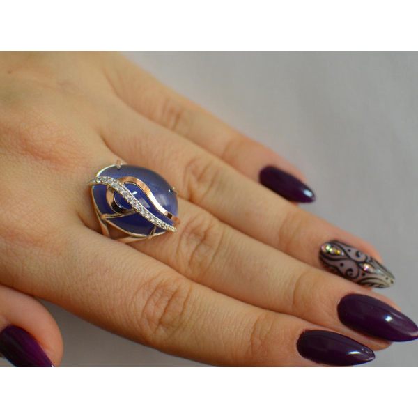 Кольцо из серебра с золотыми вставками (150к)