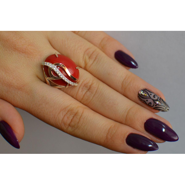 Кольцо из серебра с золотыми вставками (150к)