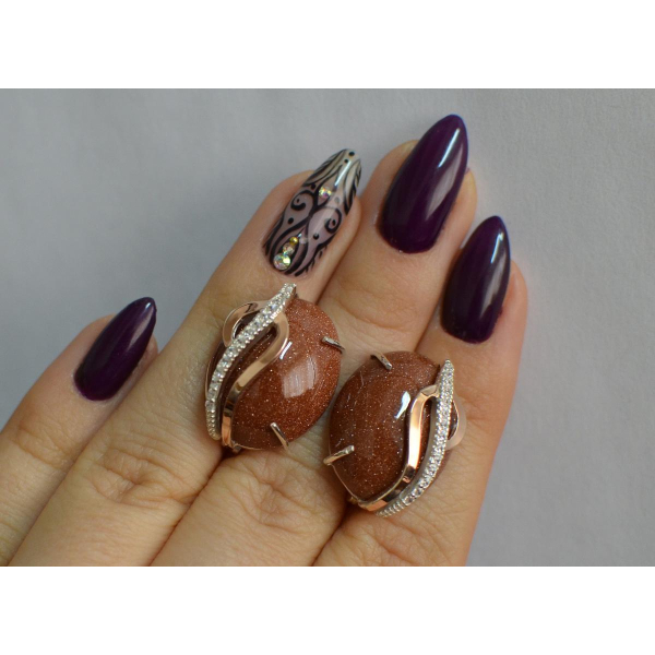 Серебряные серьги с золотыми накладками (150с)