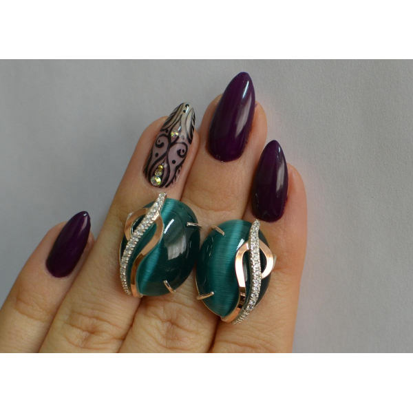 Серебряные серьги с золотыми накладками (150с)