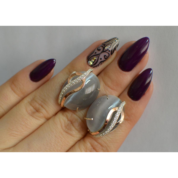 Серебряные серьги с золотыми накладками (150с)