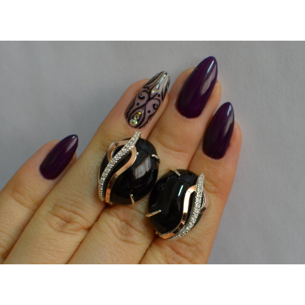 Серебряные серьги с золотыми накладками (150с)