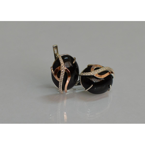 Серебряные серьги с золотыми накладками (150с)