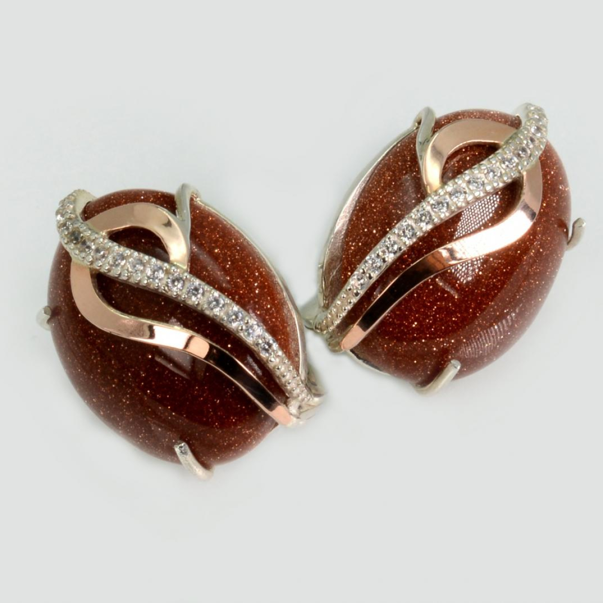 Серебряные серьги с золотыми накладками (150с)