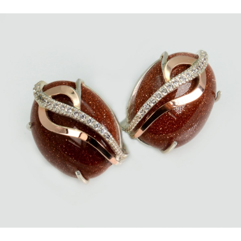 Серебряные серьги с золотыми накладками