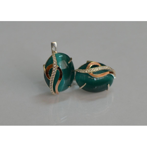 Серебряные серьги с золотыми накладками (150с)