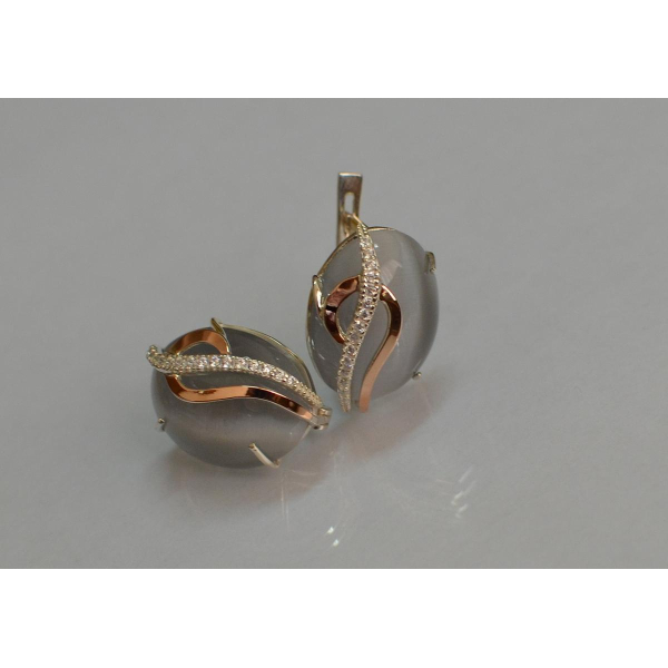 Серебряные серьги с золотыми накладками (150с)