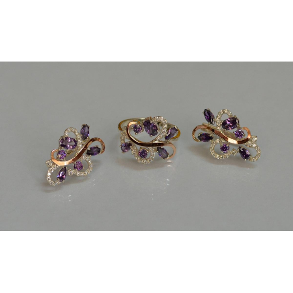 Срібний набір з золотими пластинами (151)