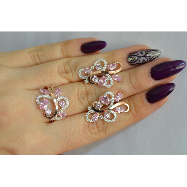 Срібний набір з золотими пластинами (151)