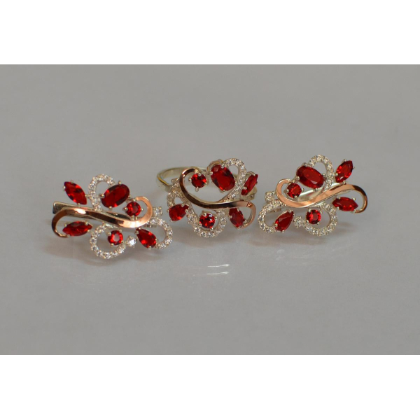 Срібний набір з золотими пластинами (151)