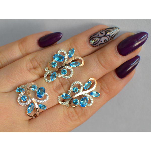 Срібний набір з золотими пластинами (151)