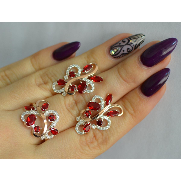 Срібний набір з золотими пластинами (151)