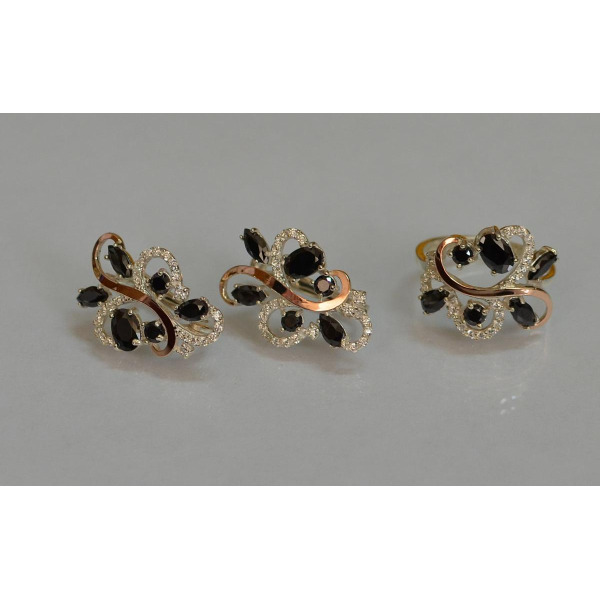 Срібний набір з золотими пластинами (151)