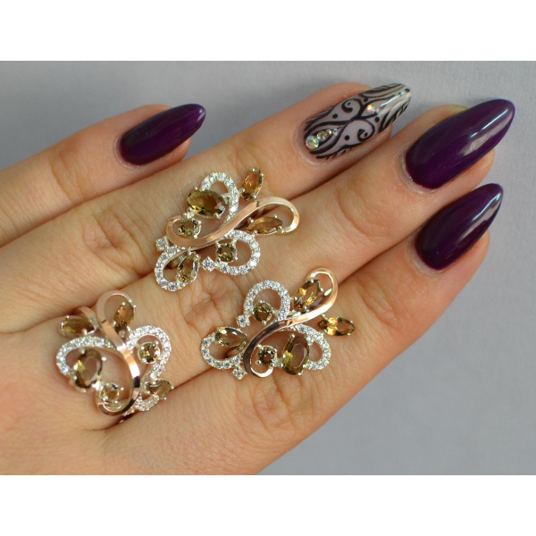 Срібний набір з золотими пластинами (151)