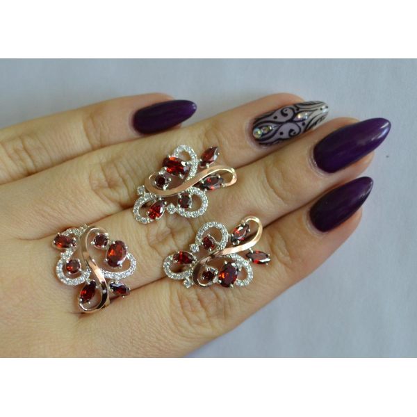 Срібний набір з золотими пластинами (151)