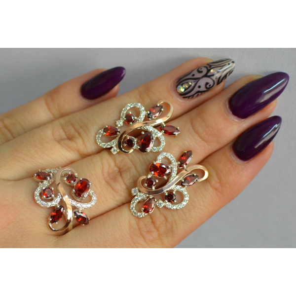 Срібний набір з золотими пластинами (151)