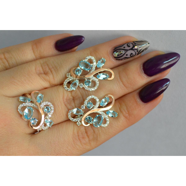 Срібний набір з золотими пластинами (151)