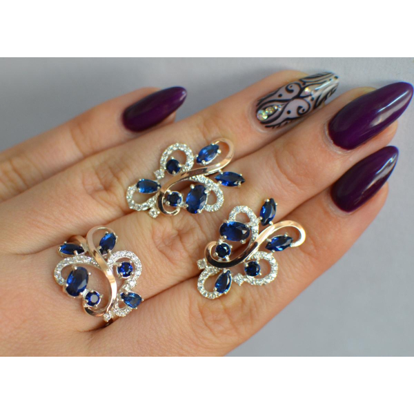 Срібний набір з золотими пластинами (151)