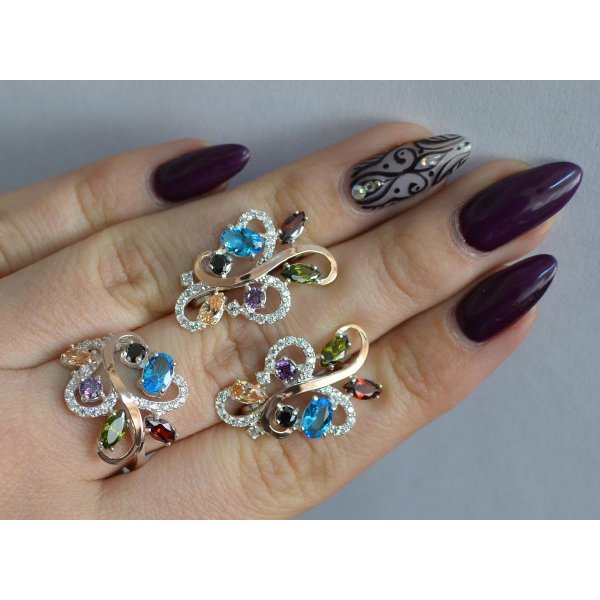 Срібний набір з золотими пластинами (151)