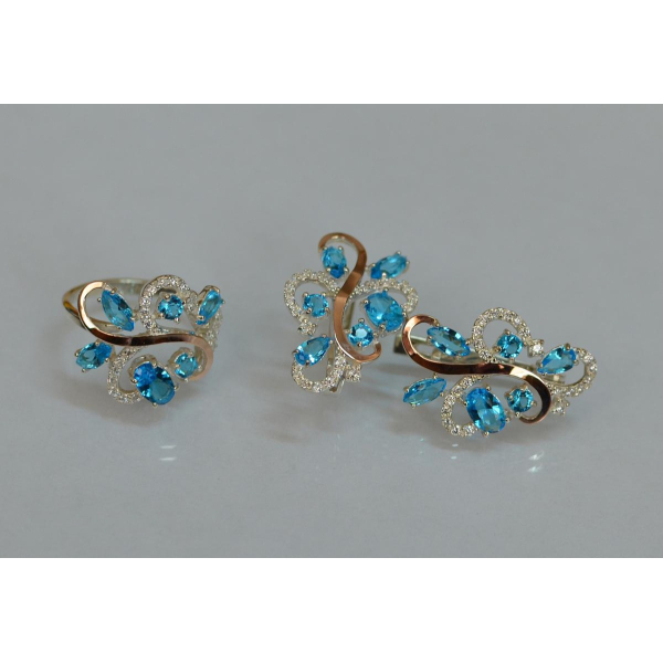 Срібний набір з золотими пластинами (151)