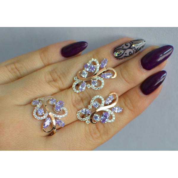 Срібний набір з золотими пластинами (151)