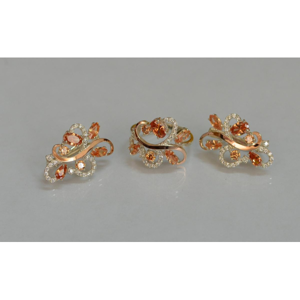 Срібний набір з золотими пластинами (151)