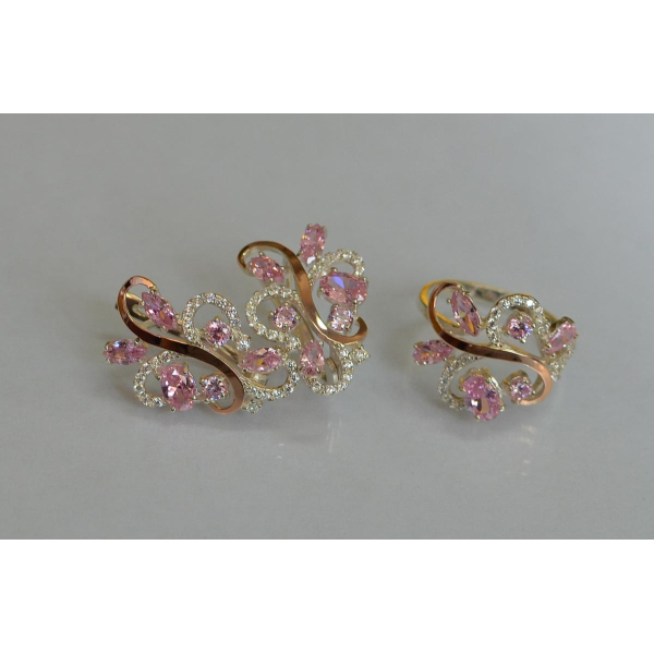 Срібний набір з золотими пластинами (151)