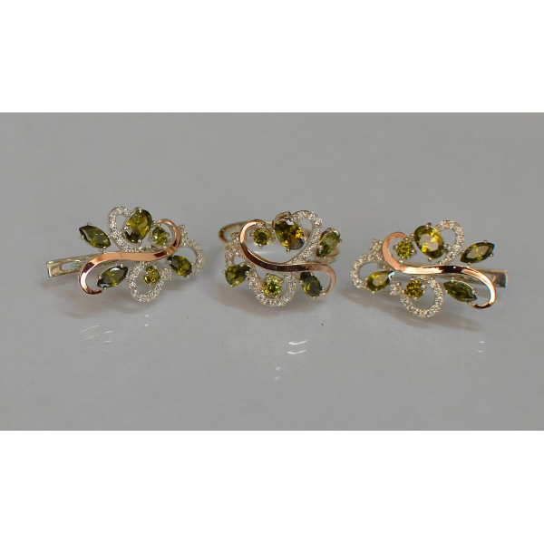 Срібний набір з золотими пластинами (151)