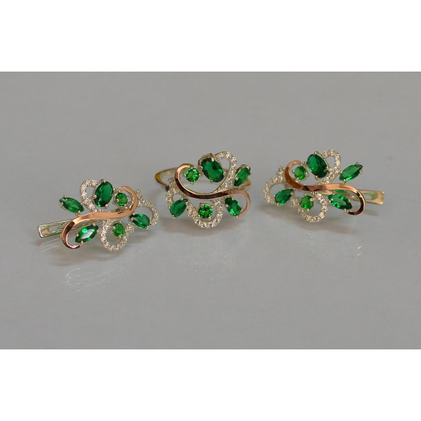 Срібний набір з золотими пластинами (151)