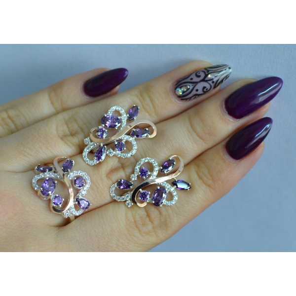 Срібний набір з золотими пластинами (151)