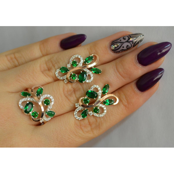 Срібний набір з золотими пластинами (151)