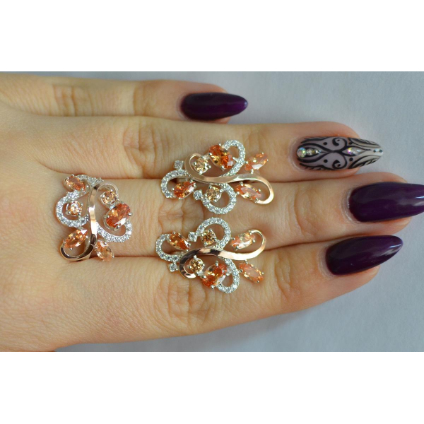 Срібний набір з золотими пластинами (151)