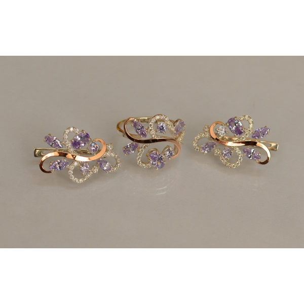 Срібний набір з золотими пластинами (151)