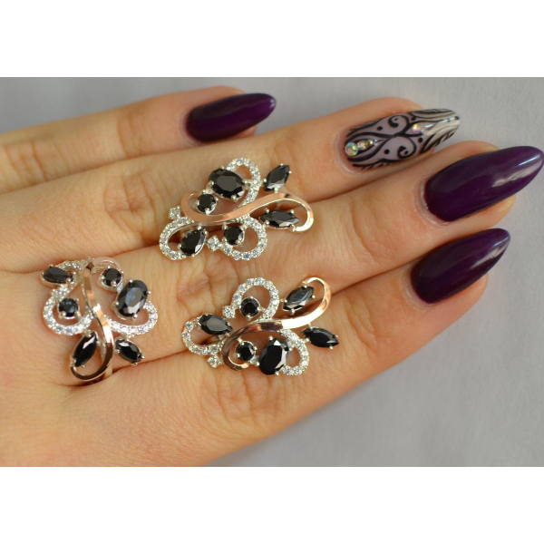 Срібний набір з золотими пластинами (151)