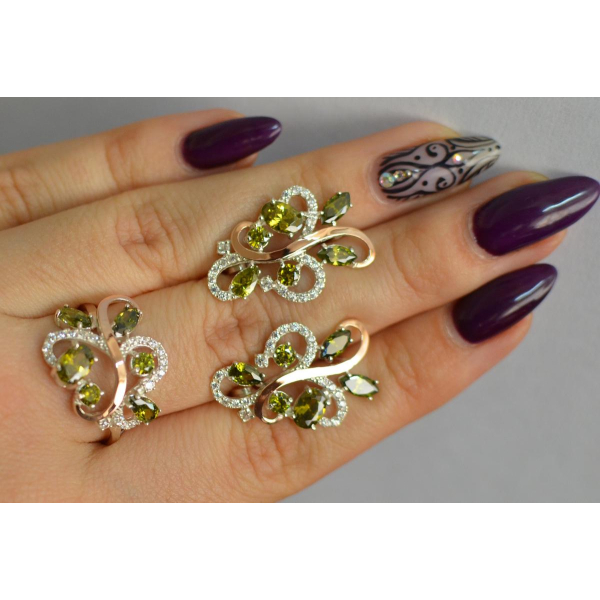 Срібний набір з золотими пластинами (151)