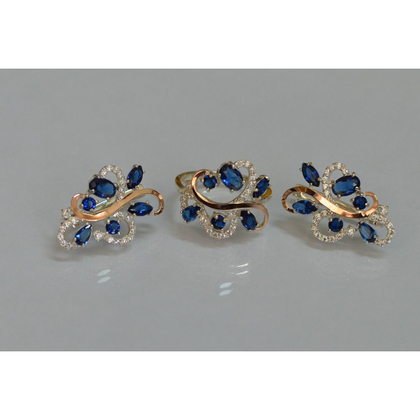 Срібний набір з золотими пластинами (151)