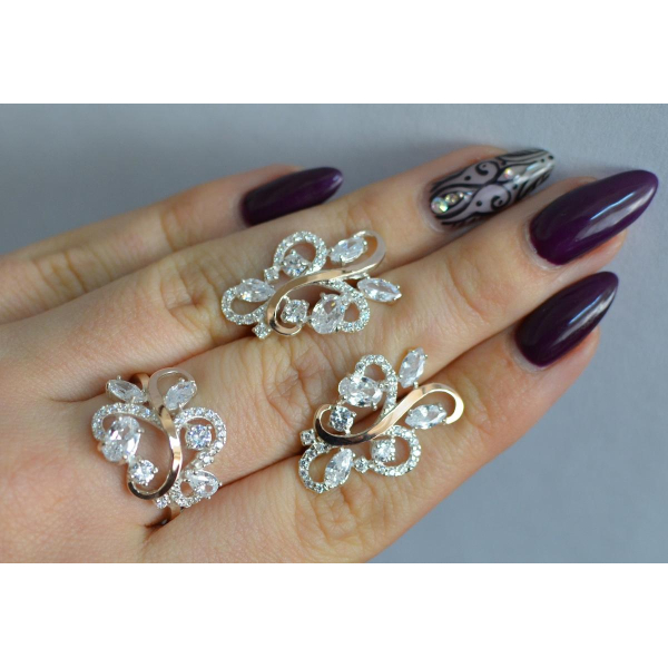 Срібний набір з золотими пластинами (151)