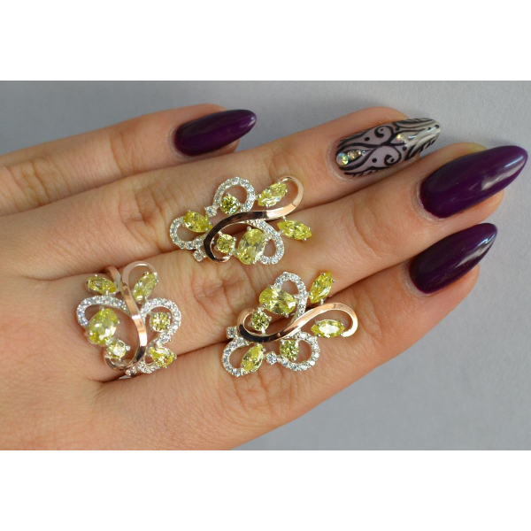 Срібний набір з золотими пластинами (151)