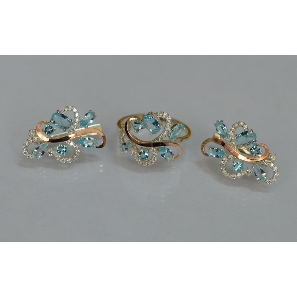 Срібний набір з золотими пластинами (151)