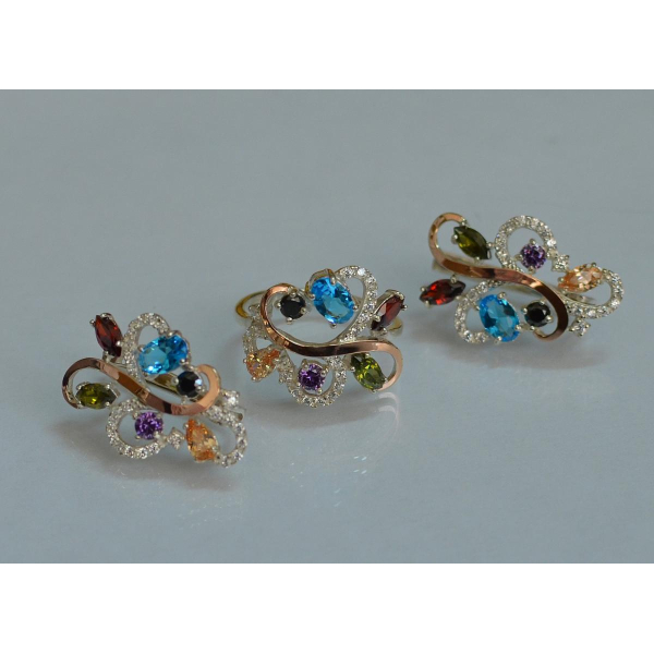 Срібний набір з золотими пластинами (151)