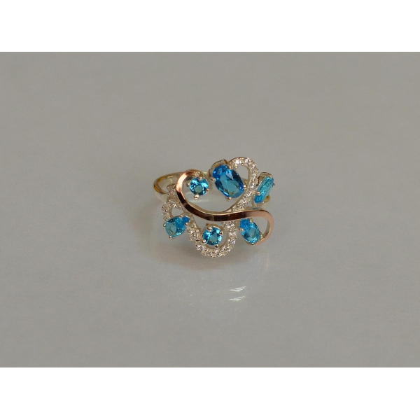 Серебряное кольцо с золотыми вставками (151к)