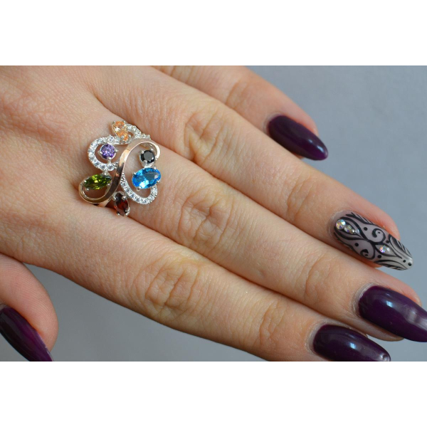 Серебряное кольцо с золотыми вставками (151к)