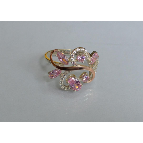 Серебряное кольцо с золотыми вставками (151к)