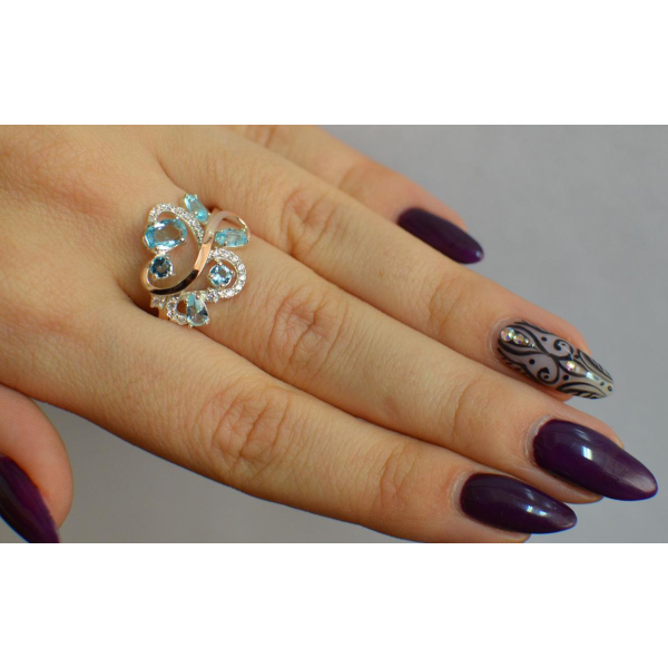 Серебряное кольцо с золотыми вставками (151к)