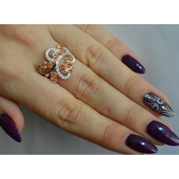 Серебряное кольцо с золотыми вставками (151к)