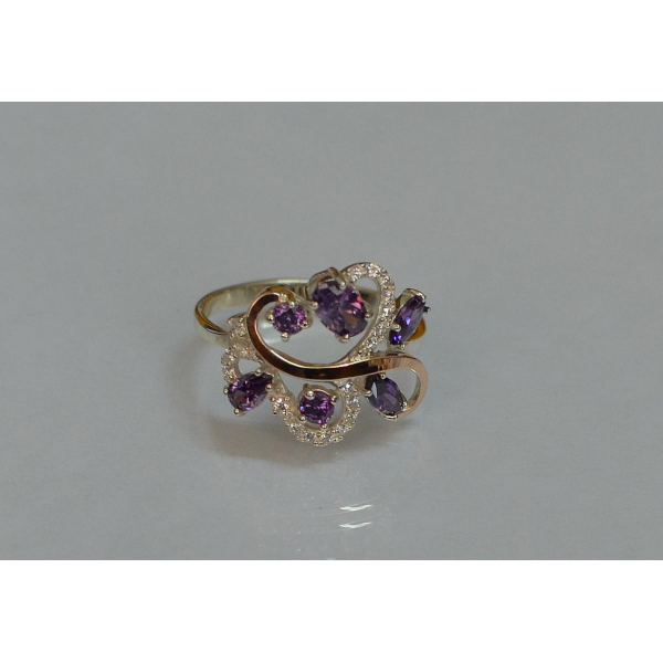 Серебряное кольцо с золотыми вставками (151к)