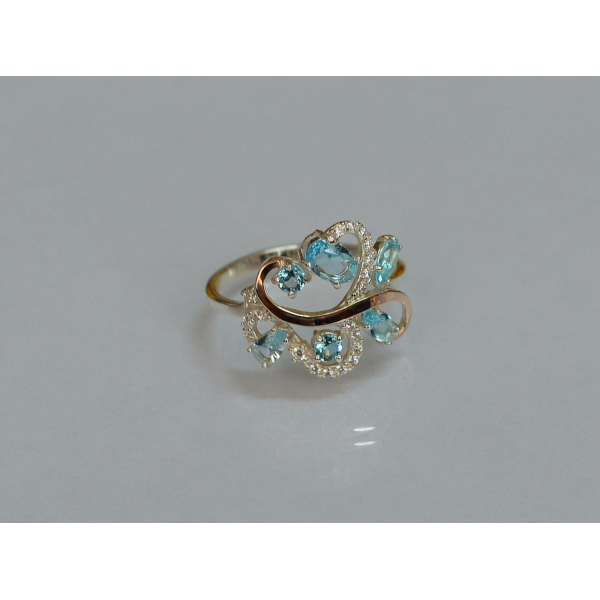 Серебряное кольцо с золотыми вставками (151к)