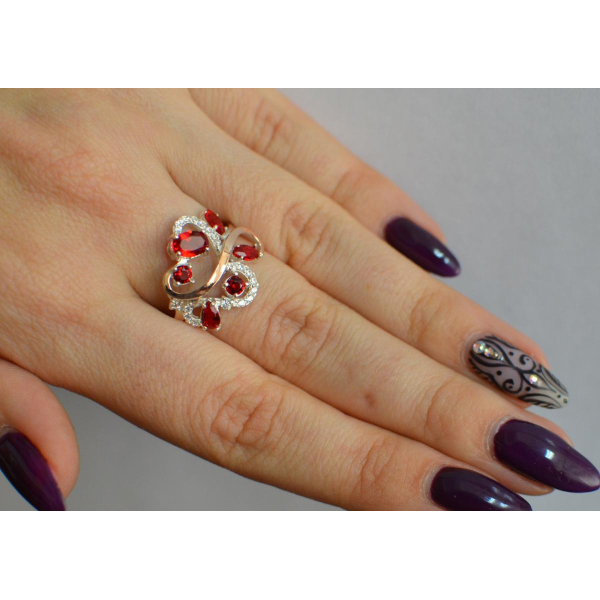 Серебряное кольцо с золотыми вставками (151к)